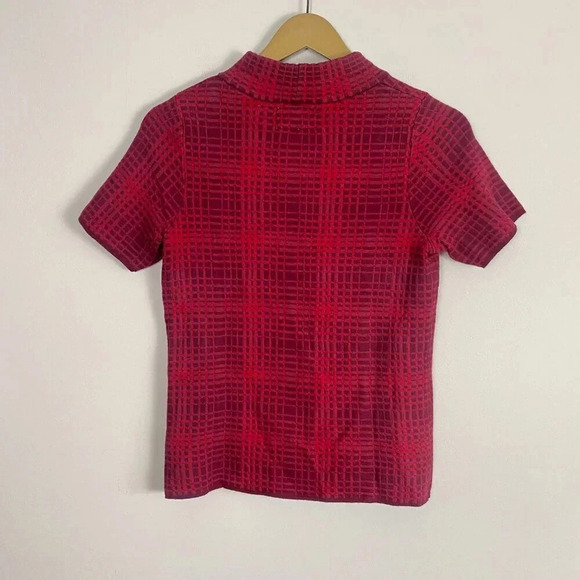 Anthropologie Field Flower Red Plaid Sweater Tee - Picture 8 of 10